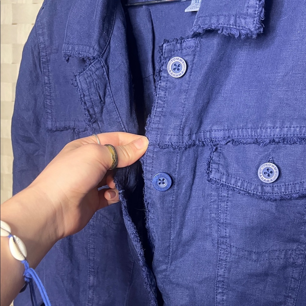 Tommy Bahama Navy Blue Button-Front Jean Jacket XL - Picture 7 of 14